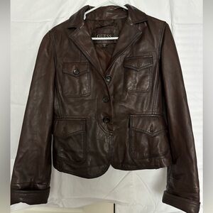Brown leather Guess jacket